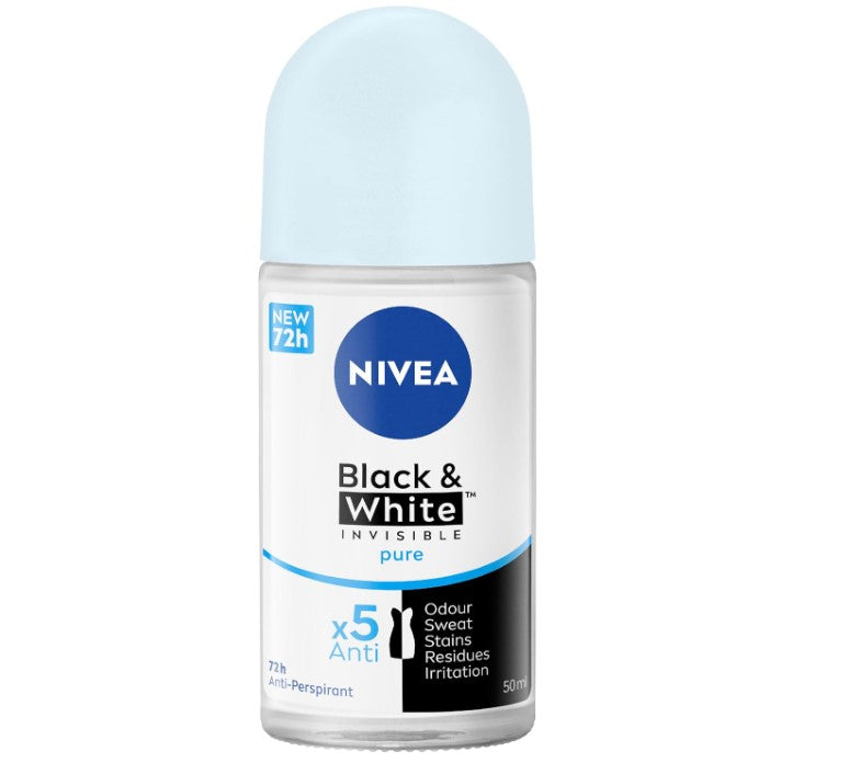 NIVEA Black & White Invisible Pure Anti-Perspirant Roll-on Deodorant 50mL